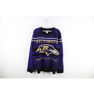 Streetwear Mens Large Snowflake Christmas Baltimore Ravens Football Knit Sweater